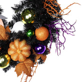 Jack-O-Lantern in Witches Hat Halloween Pine Wreath  24-Inch  Unlit